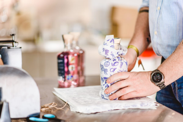 Gin being wrapped