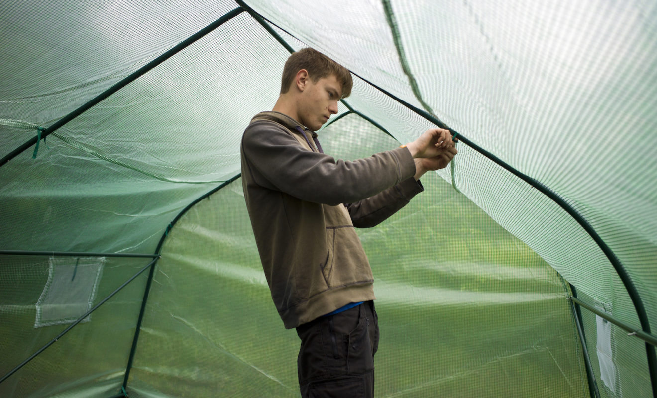 Person Putting Up tent