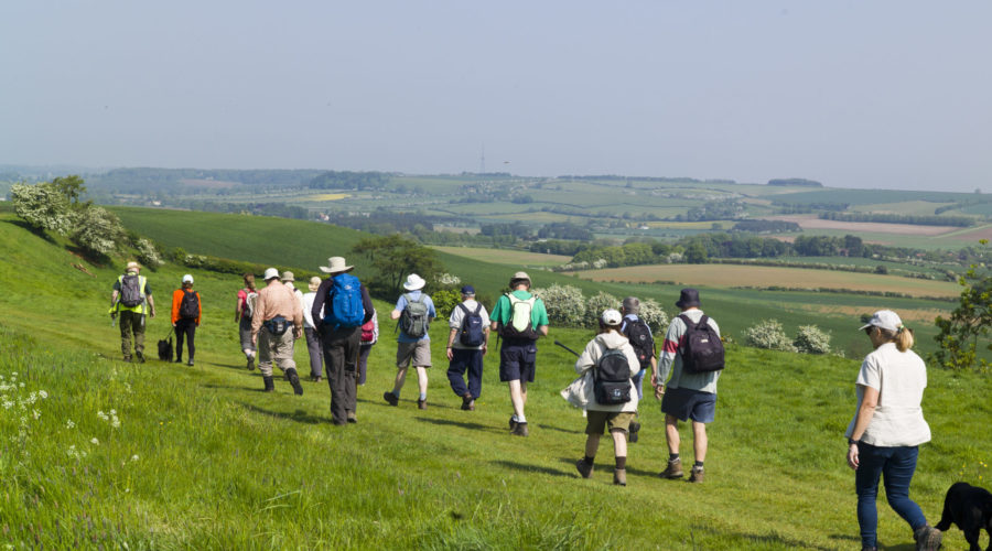 A group walking in the Lincolnshire Wolds