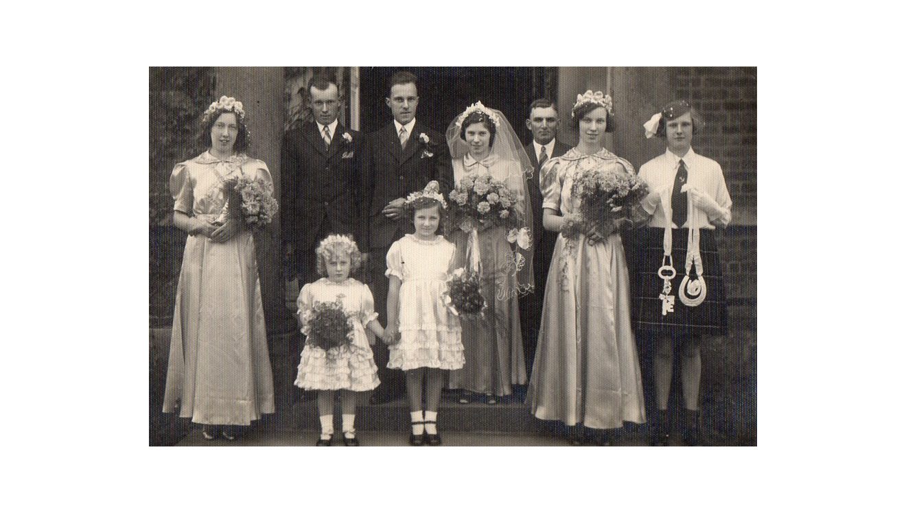Black and white image of a wedding