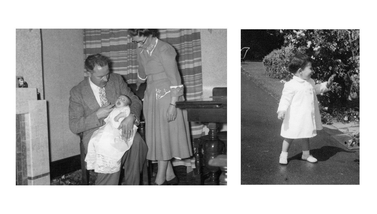 Black and white images of a family