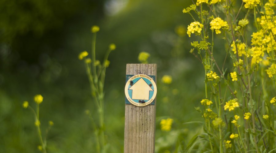 Public footpath sign for walkers