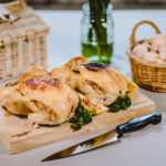 Lincolnshire Buff Chickens Cooked on Wooden Slate