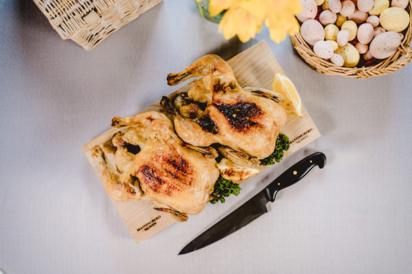 Lincolnshire Buff Chickens on Wooden Slate