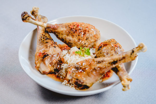 A dish made with Free-Range Turkey legs